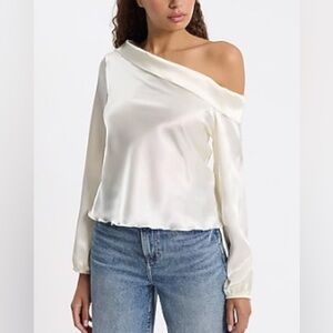 NWT Express Satin Off The Shoulder Long Sleeve Top